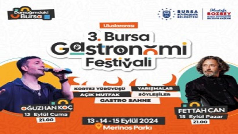 3. Bursa Uluslararası Gastronomi Festivali 13 Eylülde başlıyor